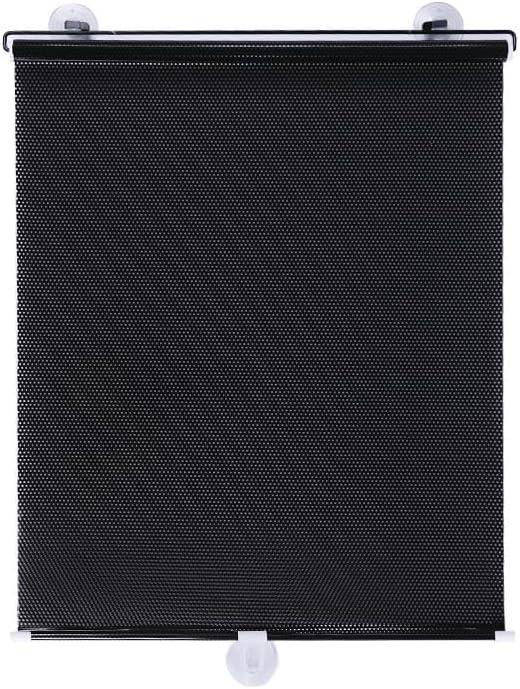 Suction Window Shade Roller Shades- No Drill, Adjustable Privacy Blackout Curtains,Portable & UV Protection,Perfect for Home,Door,Office, Bedroom (Black, 23"x49")