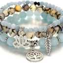 UEUC Tree of Life Yoga Healing Stone Bracelets,Multilayer Lotus Chakra Stone Reiki Bracelet Sets,Anxiety Crystal Natural Stone,for Women Stress Relief