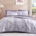 BLOOMHAVEN Full Comforter Set -7 Pieces Floral Purple Comforter Set for All Seasons, Bed in a Bag Full with Botanical Flowers Comforter, Sheets, Pillowcases & Shams
