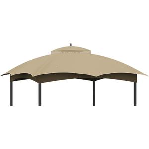 Replacement Canopy Top Cover, Double Tiered Waterproof Canopy Roof for Lowe's Allen Roth Gazebo #GF-12S004B-1 (Khaki)
