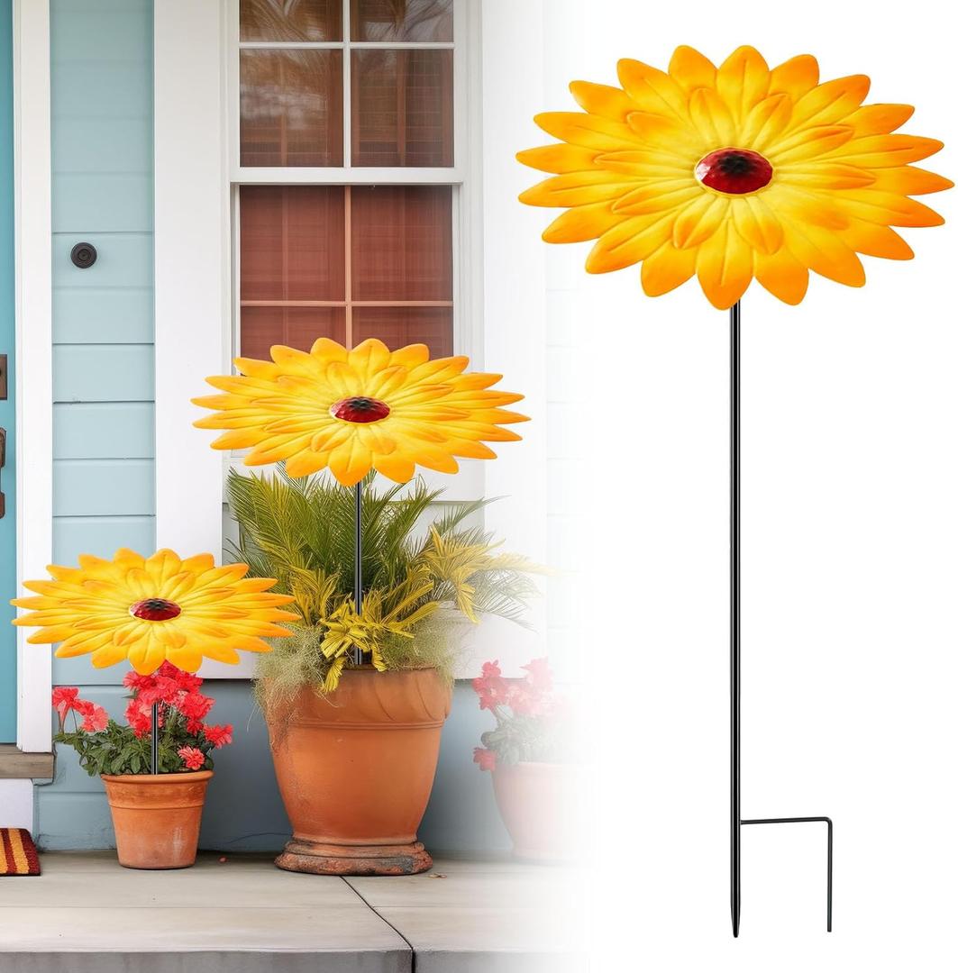 2 Pack Metal Plant Umbrellas for Outdoor Small Plants Shade Cover 12 in Metal Garden Shade Disk Outdoor Garden Umbrella for Potted Live Decor (Yellow)