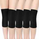 Geyoga 4 Pairs Knee Warmers for Women Men Breathable Leg Warmers Knee Brace Pad Leg Compression Sleeve for Cycling Running Sports(Black,Large)