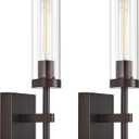 SANTOSTOCK Oil Rubbed Bronze Battery Operated Wall Sconces with Remote Control, Wireless Wall Sconce Set of 2, Rechargeable Cordless Wall Lights for Living Room Bathroom Hallway Entryway Stairwell