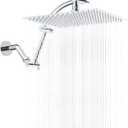 Hibbent All Metal cUPC Certified Rain Shower Head, 12'' High Pressure Rainfall Showerhead with 16" Shower Head Extension Arm, Solid Brass Adjustable Shower Arm Extender, fixed Showerheads, Chrome