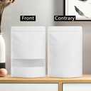 FireKylin 100 Pcs Resealable Bags,Inner Size 4.9" x 5" (Outer Size 5.5" x 7.9") Stand Up White Paper Bags with Matte Window, Zipper Food Storage Bags for Packaging Products, Reusable, Sealable