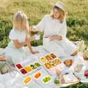 Patent Design Ribbed Snackle Box Container Snack Container Divided Serving Tray with Lid and Handle, 8 Divider Portable Snacklebox for Travel Beach for Charcuterie Veggie Fruit Candy,1 Pack (White)