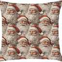 BUJSP Vintage Red Santa Pillow Covers 18x18 Double-Sided, Retro Christmas Decor, Funny Christmas Santa Claus Decorative Throw Pillow Covers for Home Bedroom Living Room