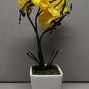 15" Tall Artificial Silk Phalaenopsis Orchid Flower Plant Pot Arrangements (Yellow)