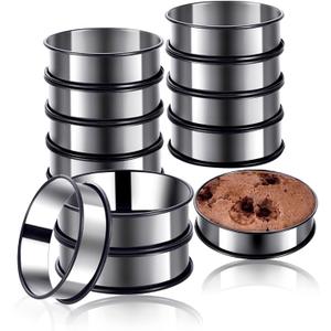 12 Pieces Crumpet Rings Nonstick English Muffin Rings, 3.15 Inch Stainless Steel Double Rolled Metal Baking Tart Ring Molds for cookies, pastries