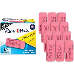 Paper Mate Erasers | Pink Pearl Large Erasers 12 Count