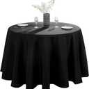 VidaFete 1 Pack 90inch Round Tablecloth Polyester Table Cloth, Stain Resistant and Wrinkle Polyester Dining Table Cover for Kitchen Dinning Party Wedding Rectangular Tabletop Buffet Decoration(Black)