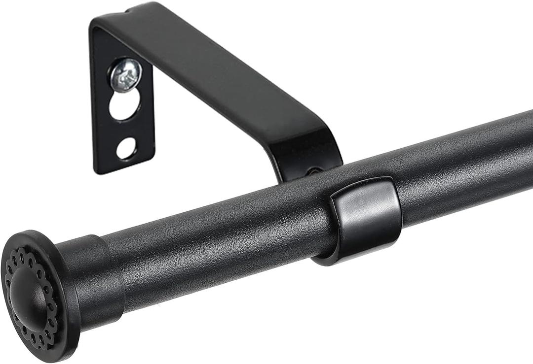 YeYeBest Curtain Rod - 48" to 84" for Windows Long Curtain Rod Set - Modern Simplicity Dcor Style 5/8 Inch Metal Pole - Heavy Duty Drapery Rods with Brackets - Black (28-93'')