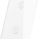 WiFi Smart Wall Touch Light Switch Glass Panel Wireless Remote Control by Mobile APP Anywhere Compatible with Alexa,Timing Function No Hub Required (Wall Switch 2 Gang)