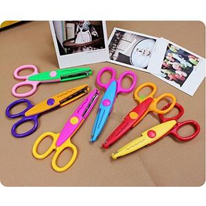 Worldoor New 5 Inch Length DIY Craft Scissors Creative Scissors School Smart Paper Decorative Wave Lace Edge Scissors - Set of 6 - Assorted Colors for scrapbook crafts and Gift Card (Pack of 6-5")