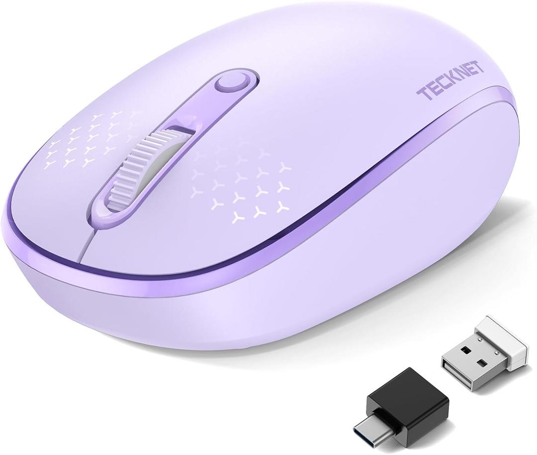TECKNET Wireless Mouse,Bluetooth Mouse (BT5.3/5.0 & 2.4G) with USB Receiver Silent Optical Computer MiceWide Compatibility