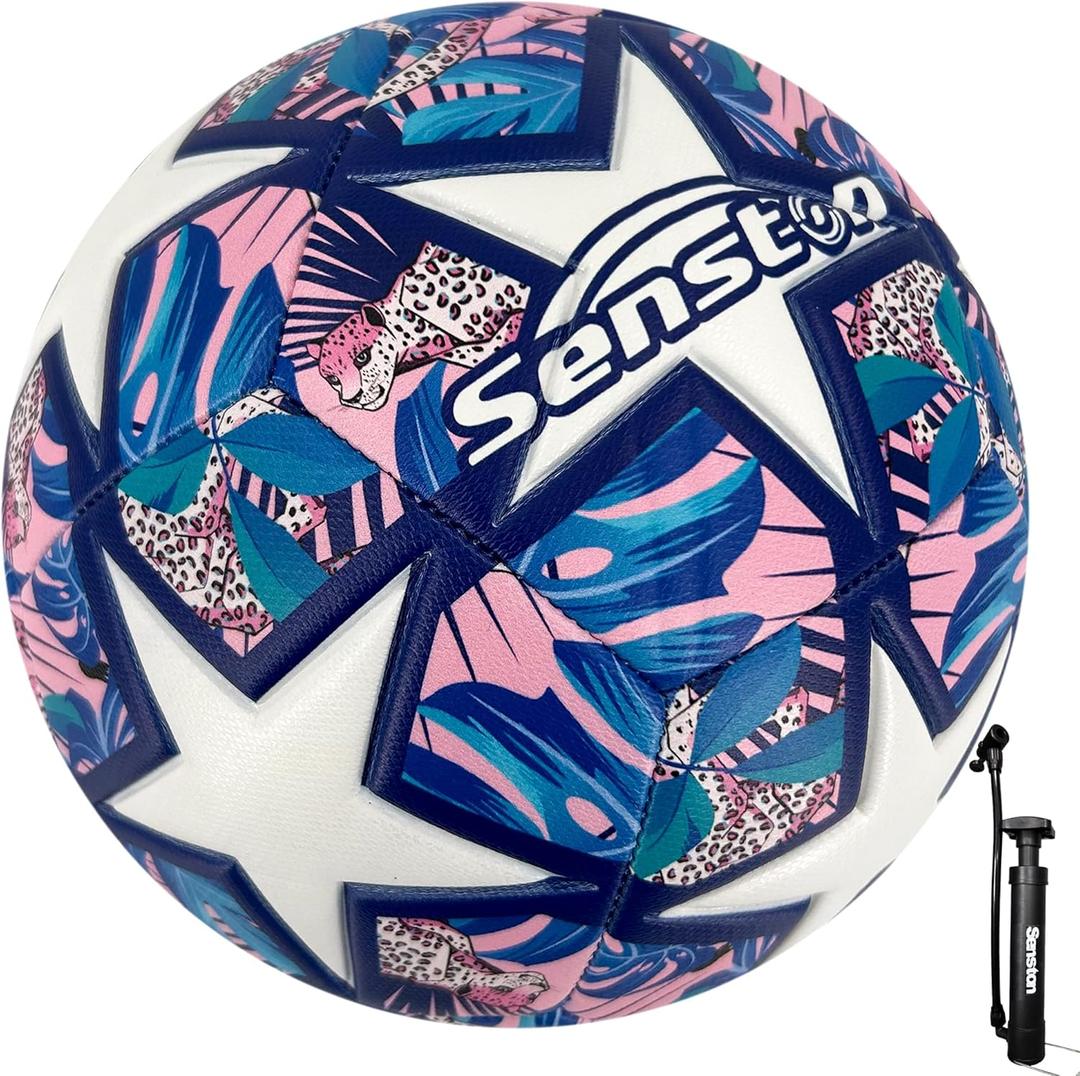 Senston Soccer Ball Size 3 & Size 4 & Size 5 for Kids and Adult Official Match Training Soccer Ball with Pump (Navy blue)