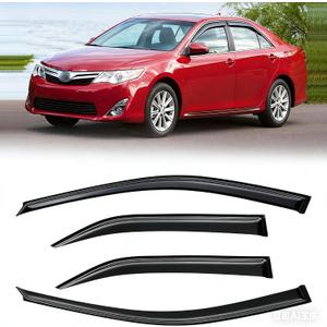 Window Visors for Toyota Camry 2012-2014, Rain Guards Shields Vent Deflector Shade Dark Smoke 2013 2014 12 13 14, Tape-On, 4PCS