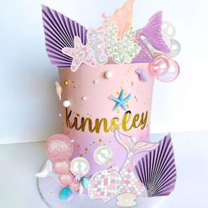 Mermaid Cake Topper Under the Sea Cake Decoration Seashell Cake Topper Under the sea Cake Decor Mermaid Party Supplies (Purple 1)