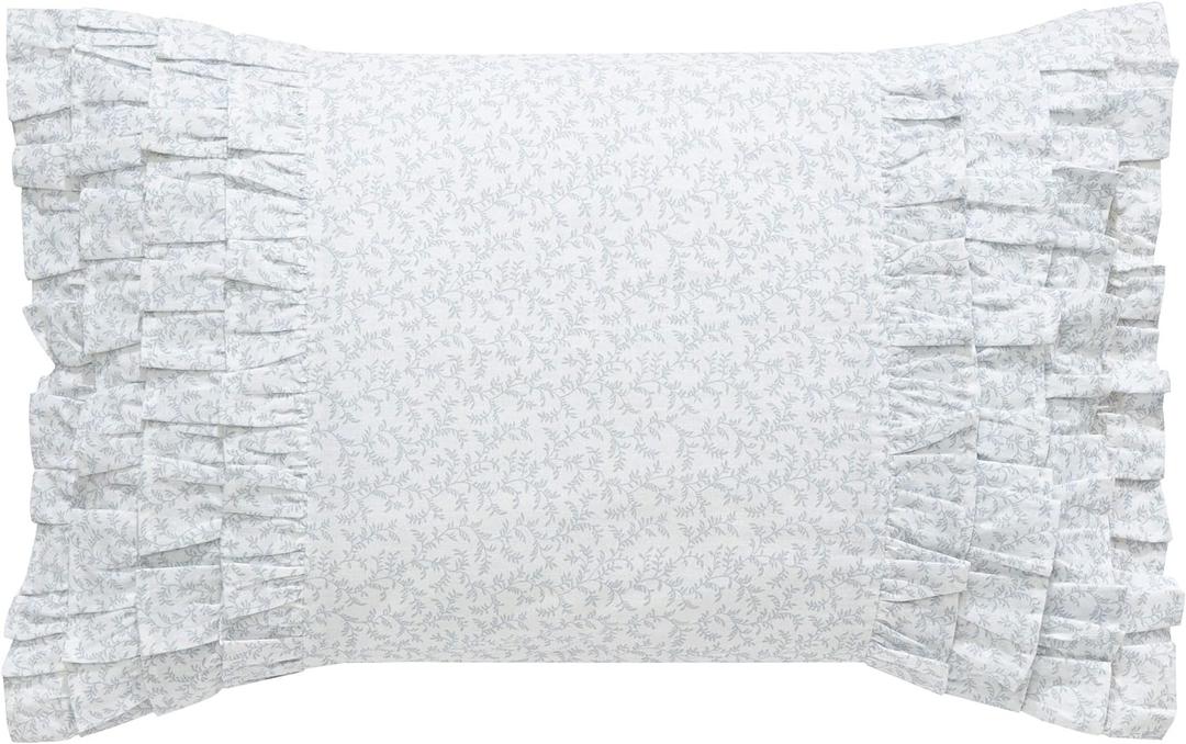 Laura Ashley Throw Pillow Home Decor with Envelope Closure, 14" x 20", Cottage Blue