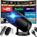 Mini Projector with WiFi and Bluetooth Built-in Apps Smart Projector Support 4K 1080P FHD 180 Adjustable Auto Keystone Compatibile with HDMI/TV Stick/Memory Stick/Laptop, Black