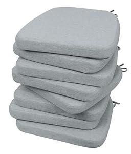 AAAAAcessories D-Shaped Chair Cushions, 2" Thick Dining Chair Pads with Ties and Removable, Machine-Washable Cover, 17" x 16", Set of 8, Gray