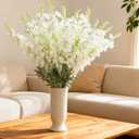 Thiccywoov 50 Pcs Delphinium Artificial Flower 35.4'' Long Larkspur Stem Silk Fake Faux Flowers Bulk for Tall Vase Floral Arrangements Home Centerpiece Table Wedding Decor (White)