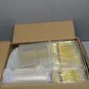 BESTVIP 600PCS Clear Gold Dinnerware Set for 100 Guests, Plastic Plates for Party, Christmas and New Year, 100 Disposable Plates, 100 Dessert Plates, 100 Cups, 100 Spoons, 100 Forks and 100 Knives