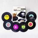 10 x Funny Retro Vinyl Record Coasters, Creative Drink Coasters Set of 6 with Vinyl Record Player Holder for Music Lovers, Housewarming Hostess Gifts, Birthday and White Elephant Gifts Ideas