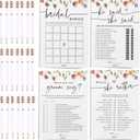 Wildflower Bridal Shower Games Bundle  4 Elegant Bridal Shower Games for 30 Guests + 30 Gold-Foil Heart Pencils, Double-Sided Floral Cards, Perfect for Bridal Showers & Weddings
