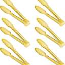 Gisly 6-Piece Gold Serving Tongs, Gold Serving Utensils, Stainless Steel Gold Plated Buffet Serving Tongs,Salad Buffet Tongs,9 Inch