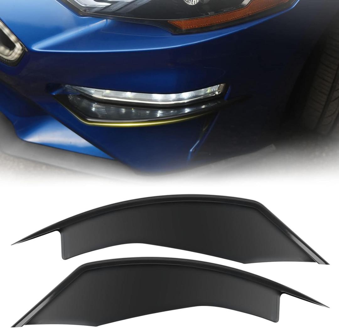 Front Bumper Fog Light Vent Trim Ford Mustang AccessoriesFront Fog Light Eyelid Trim Cover for Ford Mustang 2018-2023, Black