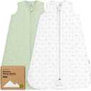 2-Pack Baby Sleep Sacks, Zipper Wearable Blanket - 0.5TOG Organic Cotton, Lightweight, Soft Cozy Toddler Sleeping Sack 6-12 months,Easy to Wear Large Newborn Transition Swaddles Sleepsacks (Bunnies)