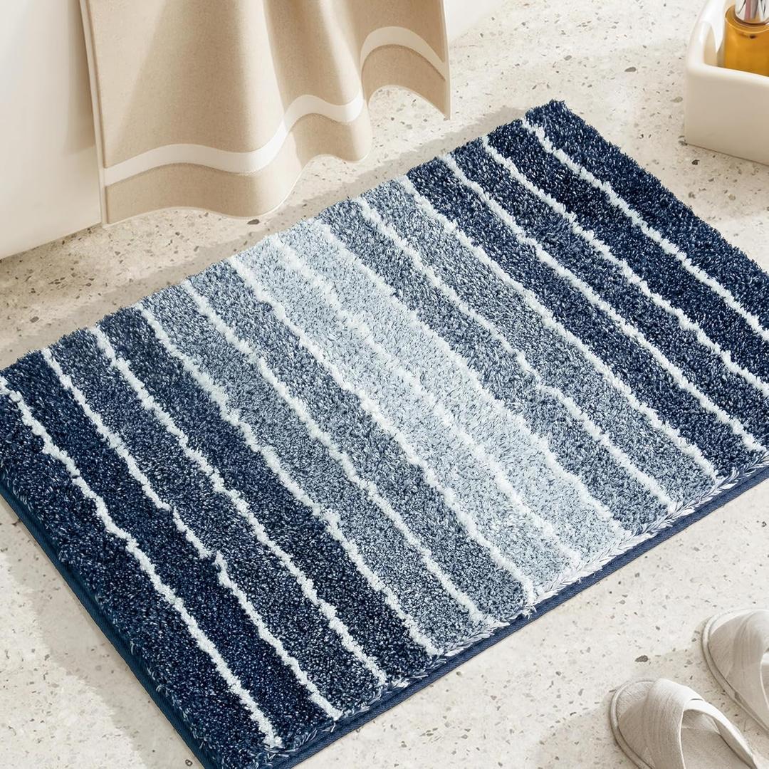 Bathroom Rugs, Extra Soft and Absorbent Bath Rugs, Extra Thick Non Slip Shaggy Shower Rug, Machine Washable, Bath Mats for Bathroom Floor, Tub and Shower, 24"18", Blue (18"x24", Blue)