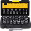 Bolt Extractor Kit, 14 PCS Impact Bolt & Nut Remover Set with 3/8 Inch Adapter, Upgrade Stripped Bolt Extractor Socket Set with Portable Tool Box, Easy Out for Rusted, Damaged, Round Bolt Nuts Screws