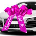 Happy Birthday Car Bow Sweet 16 Big Car Pull Bow 30 Inch Giant Car Gift Wrapping Bow for Birthday Party Car Decorations(Rose Red)
