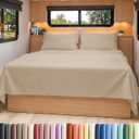 Short Queen Size 4 Piece Sheet Set - RV Short Queen, Ultra-Soft, Breathable & Cooling Bed Sheets Set with Deep Pockets - Hotel Luxury Bedding for Women & Men - Wrinkle Free & Fade Resistant - Cream