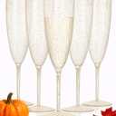 WDF 36-Pack Plastic Champagne Flutes - Gold Glitter Champagne Glasses Disposable - Perfect for Thanksgiving, Weddings, Birthday, Bridal Showers