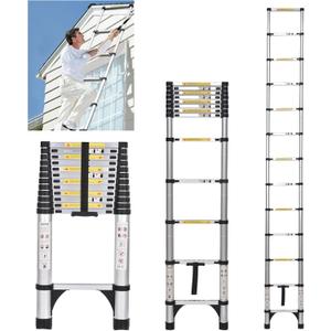 JADDUO Aluminum Telescoping Ladder - 16.5 FT Extension Ladder with 2 Triangle Stabilizers for Attic, RV, Home & Travel