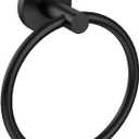 USHOWER Matte Black Towel Ring, Hand Towel Holder for Bathroom Wall Mounted, Durable 304 Stainless Steel, Modern Style