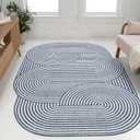 JONATHAN Y Geometric Arch Stripe Indoor Outdoor Area Rug 4X6 Cream/Navy, Margot Modern for Backyard, Patio, Porch, Easy-Cleaning, High Traffic, Pet-Friendly, Non-Shedding (SHP201C-4)