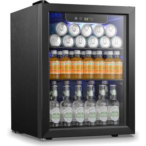 Antarctic Star Beverage Refrigerator Cooler 68 Can, Mini Fridge with Glass Door for Beer Drinks Wine,Freestanding Small Fridge with Electronic Temperature Control for Home and Bar,1.7 cu.ft (Black)
