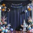 10x10 ft Navy Blue Glitter Backdrop Curtain for Parties, Wrinkle Free Glitter Photo Backdrop Drapes 2 Panels 5x10FT Shimmer Back Drop Cloth for Wedding Birthday Christmas Photography Background Decor