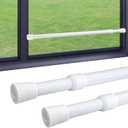 2 Pack Window Security Bars Adjustable Sliding Glass Door Lock Bars 15.7''-27.5'' Tension Rods 1.2'' Diameter Window Safety Lock Bar Stopper with Rubber Tips (White-2Pcs, 15.7''-27.5'')