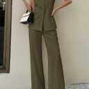 PRETTYGARDEN Women's 2 Piece Sets Business Casual Outfits,Army Green,XXL