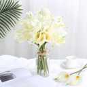 24 Pcs White Artificial Flowers Fake White Calla Lily Silk Flower Real Touch for Wedding Office Home Kitchen Decor