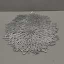 Snowkingdom 12 Pack of Silver Placemats Metallic Vinyl Dinning Table Mats, Round Flower Charger Plates Decoration Bulk for Winter Holiday Christmas Thanksgiving Party