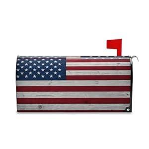BOENLE America Flag Wooden Mailbox Cover Magnetic Mailboxes Wraps Letter Post Box Cover Decorative Large Oversize 21x25 in Garden Yard Decor