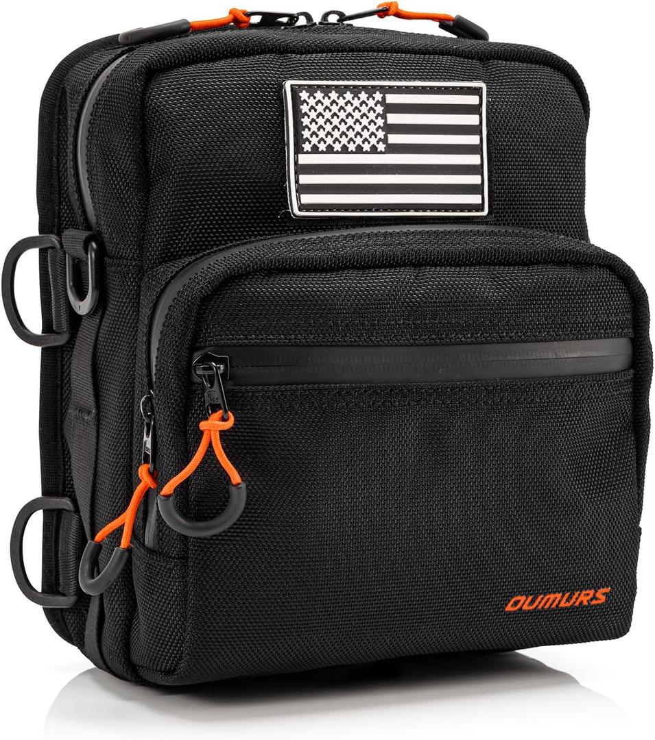 Oumurs Motorcycle Handlebar Bags,1680D Water-resistant Universal Bar bag American Flag Sissy Bar Bag Front Fork Storage Accessory Bag, For Softail Dyna Sportsters Dirt Bike Scooter E-bike Bicycle Blue