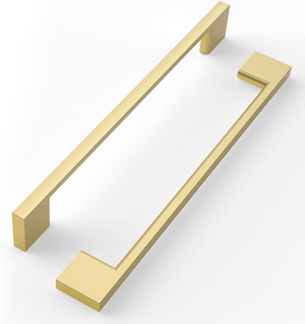 FILTA 10 Pack 7.5 Inch(192mm) Hole Centers Gold Cabinet Pulls,Stylish Kitchen Cabinet Handles Zinc Alloy Gold Cabinet Hardware for Cabinets Cupboard Handles Drawer Pulls