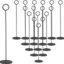 Urban Deco 16PK Table Number Holders Place Card Holders 12 Inch Table Card Holders Steel Card Holders for Photos, Food Signs, Memo Notes, Weddings, Restaurants, Birthdays(Black)